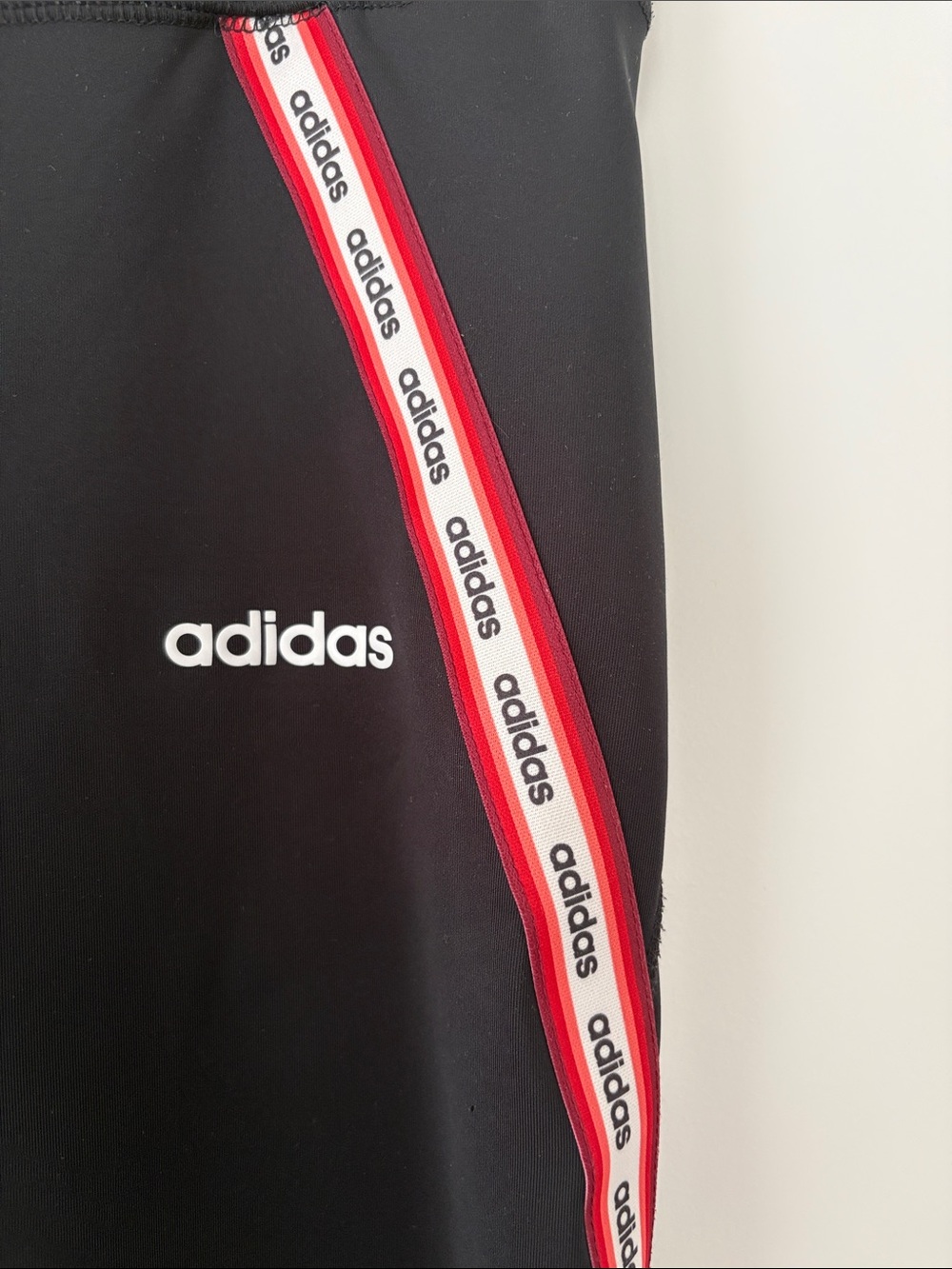 Adidas x Farm Rio Black Leggings with Red & White Side Stripes